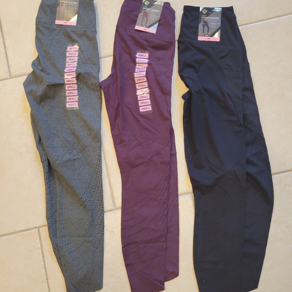 NEW 3 Pairs in 3 Colors Capri leggings Yoga Tights